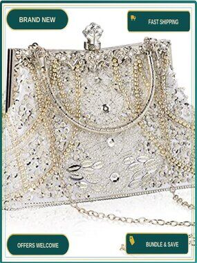 1920s Vintage Beaded Clutch Evening Bag for Wedding Party